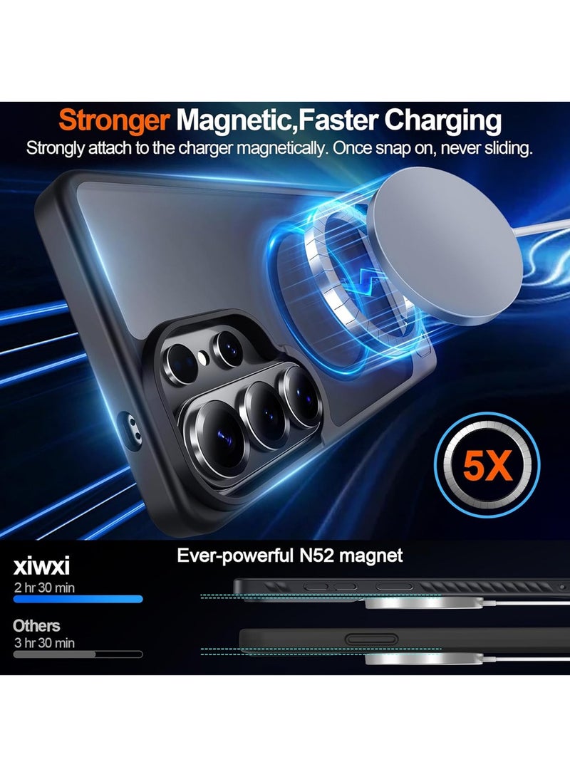 لـ Samsung S26 Ultra MagSafe Case ، مع حامي الشاشة ، غطاء مغناطيسي مع موقف غير مرئي ، قشرة هاتف حماية مقاومة للصدمات ، Matte Kickstand Slim Thin Back Cases لـ Galaxy S26 Ultra 5G (أسود) - view 3